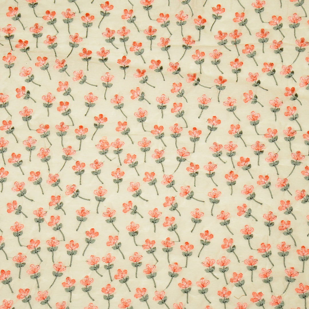 Varsha Buti on Ivory Cotton Linen Embroidered Fabric