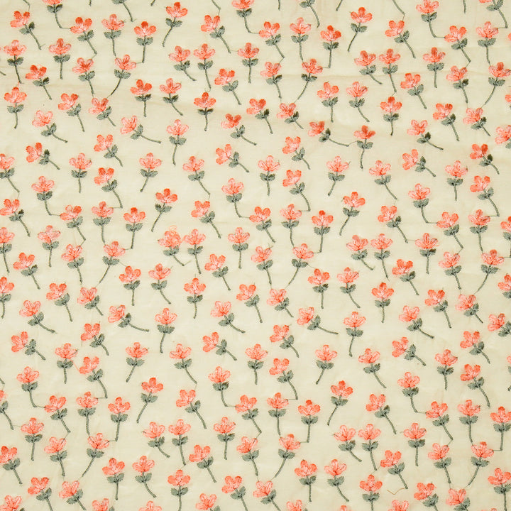 Varsha Buti on Ivory Cotton Linen Embroidered Fabric