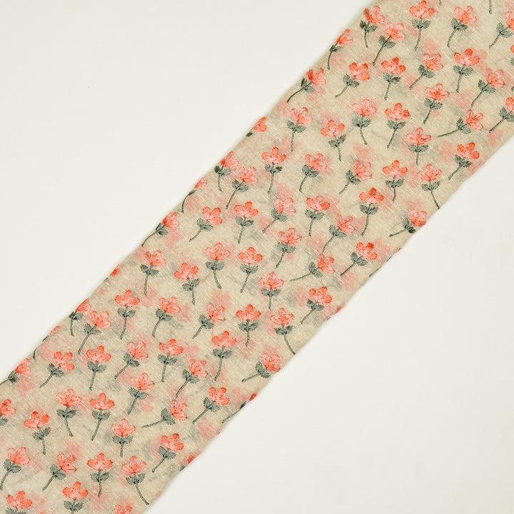 Varsha Buti on Ivory Cotton Linen Embroidered Fabric