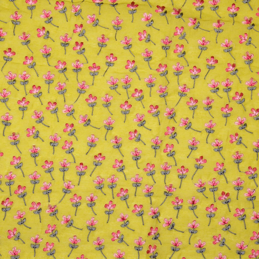 Varsha Buti on Gold Cotton Linen Embroidered Fabric