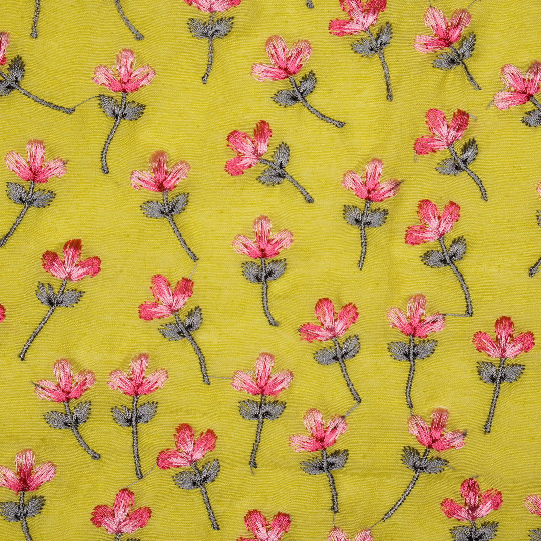 Varsha Buti on Gold Cotton Linen Embroidered Fabric