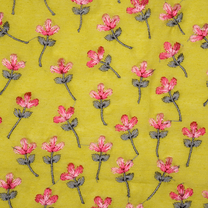 Varsha Buti on Gold Cotton Linen Embroidered Fabric