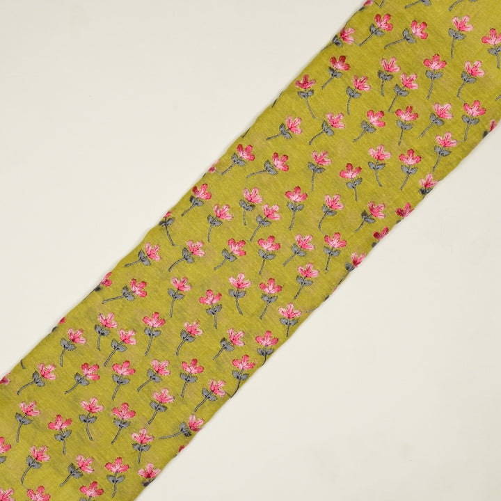 Varsha Buti on Gold Cotton Linen Embroidered Fabric