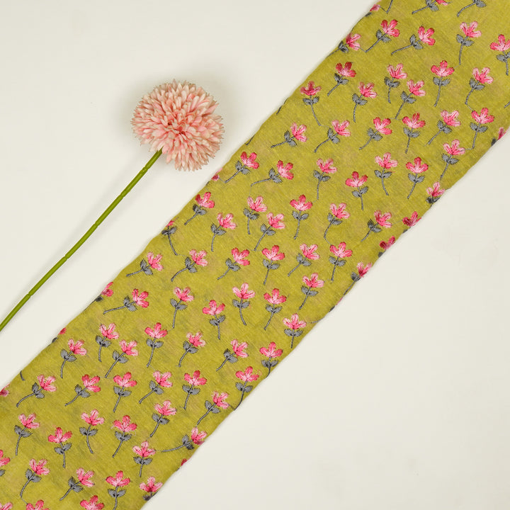 Varsha Buti on Gold Cotton Linen Embroidered Fabric