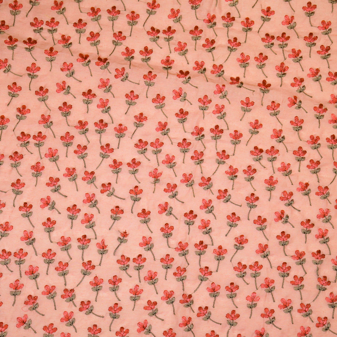 Varsha Buti on Light Gajari Cotton Linen Embroidered Fabric