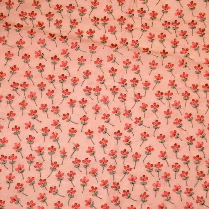 Varsha Buti on Light Gajari Cotton Linen Embroidered Fabric