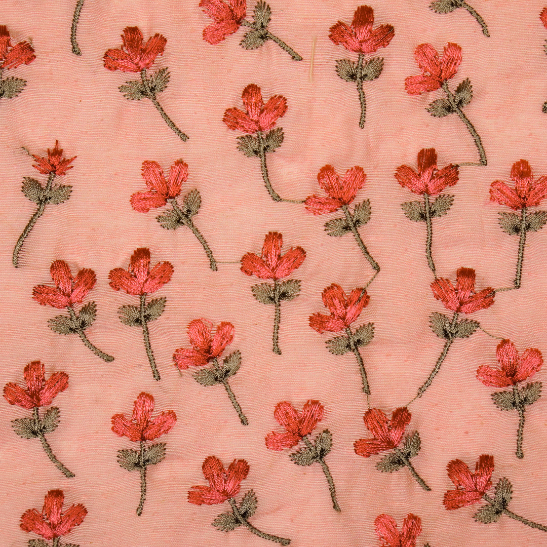 Varsha Buti on Light Gajari Cotton Linen Embroidered Fabric