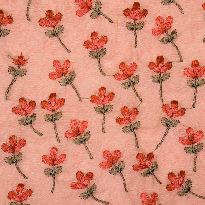 Varsha Buti on Light Gajari Cotton Linen Embroidered Fabric