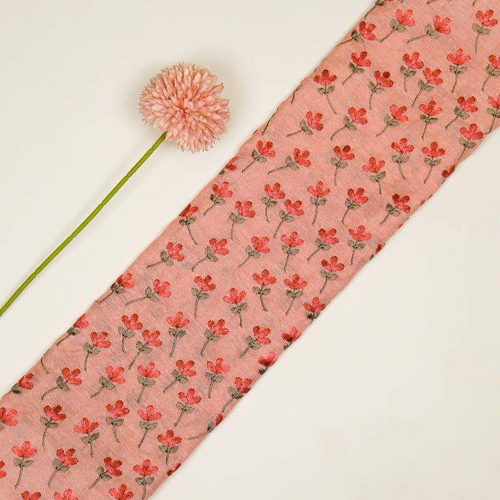 Varsha Buti on Light Gajari Cotton Linen Embroidered Fabric