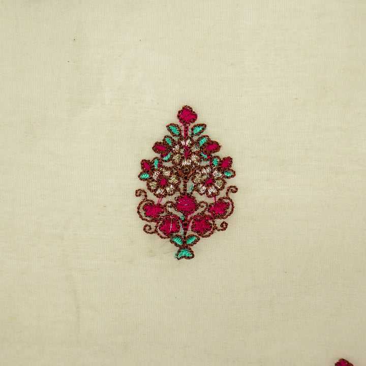 Lavika Buti on Natural Ivory Cotton Silk Embroidered Fabric