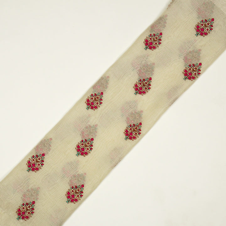 Lavika Buti on Natural Ivory Cotton Silk Embroidered Fabric