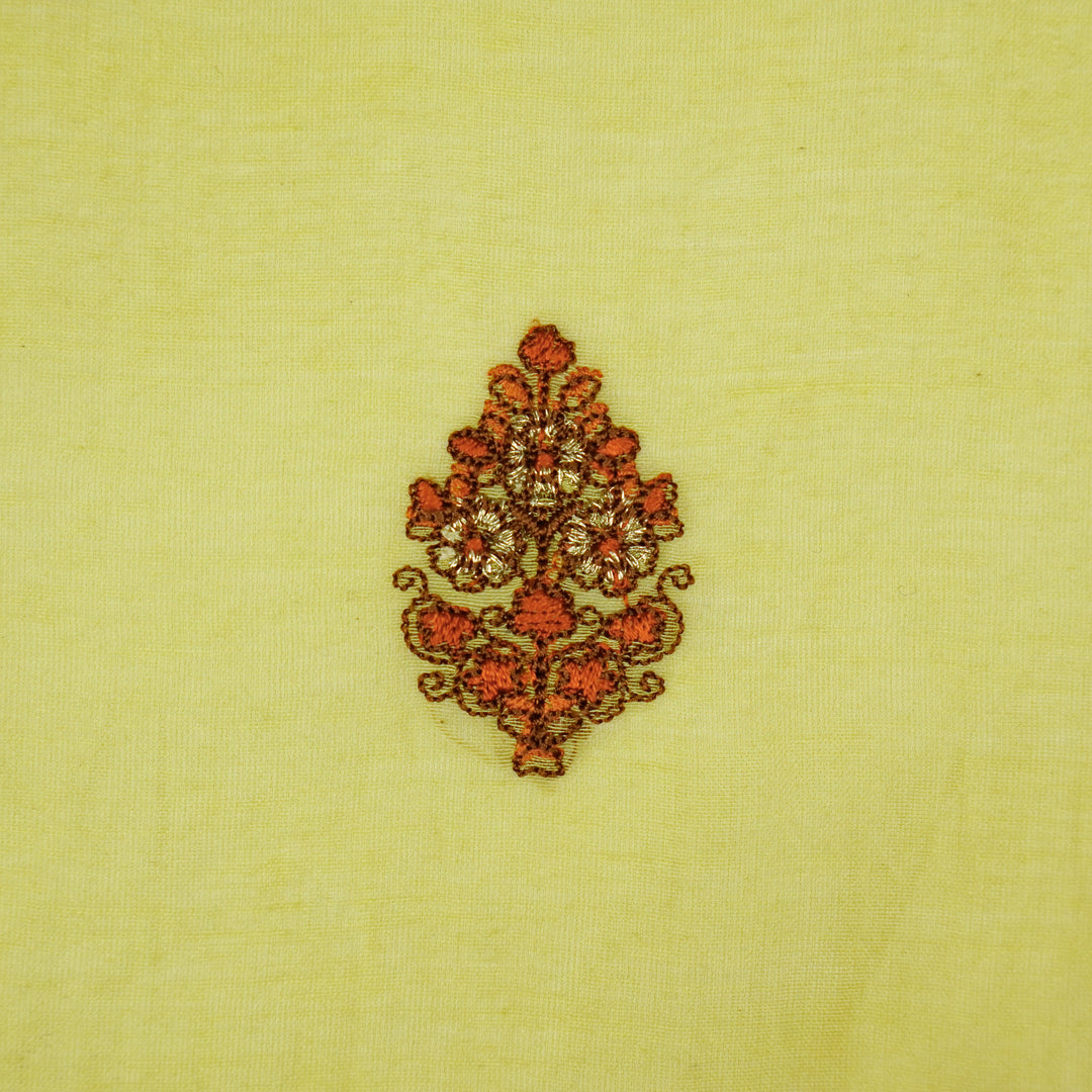 Lavika Buti on Lemon Cotton Silk Embroidered Fabric