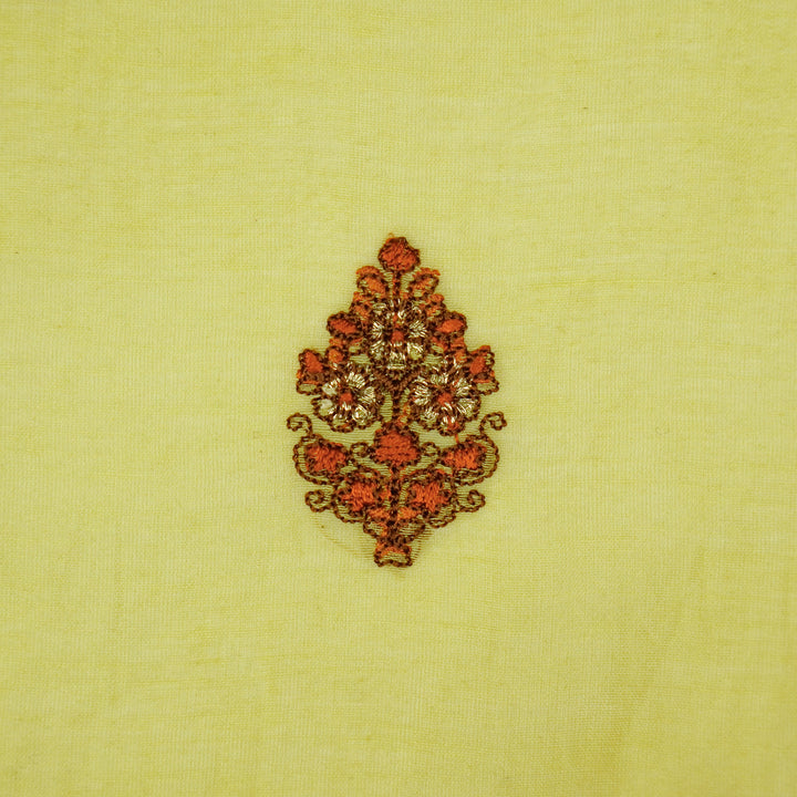 Lavika Buti on Lemon Cotton Silk Embroidered Fabric
