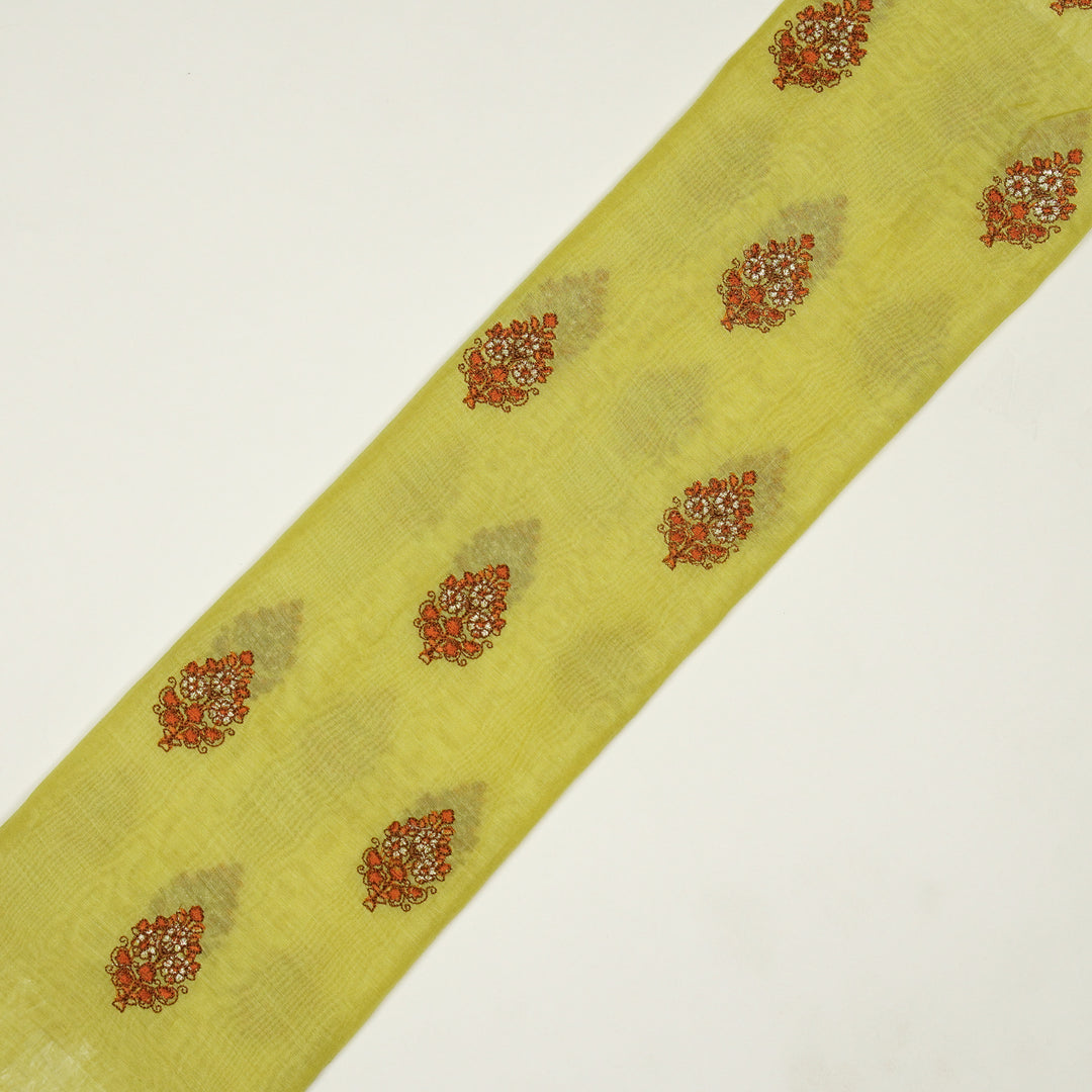 Lavika Buti on Lemon Cotton Silk Embroidered Fabric