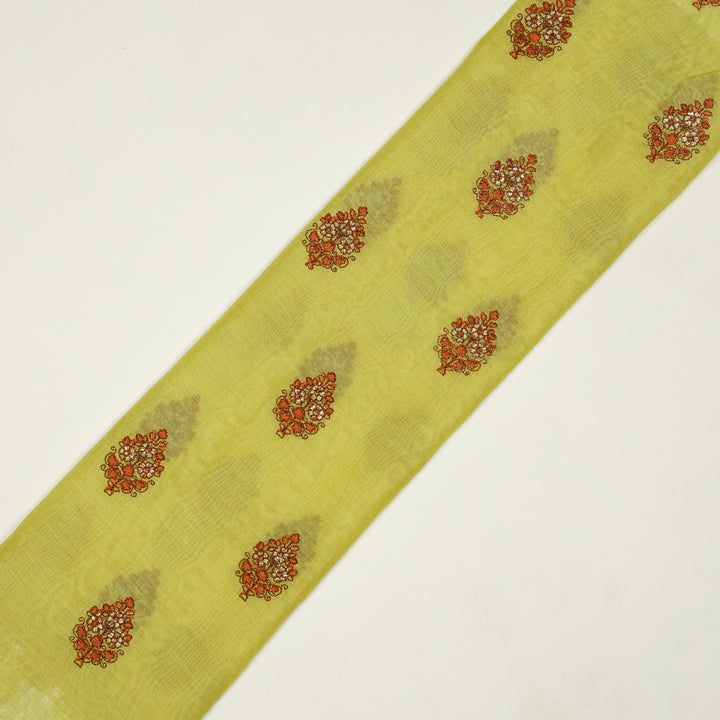 Lavika Buti on Lemon Cotton Silk Embroidered Fabric