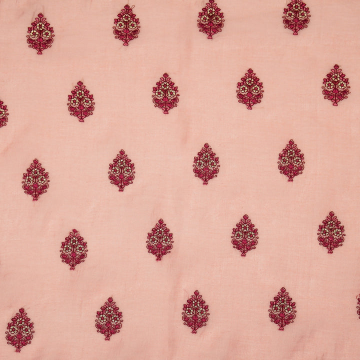 Lavika Buti on Gajari Cotton Silk Embroidered Fabric