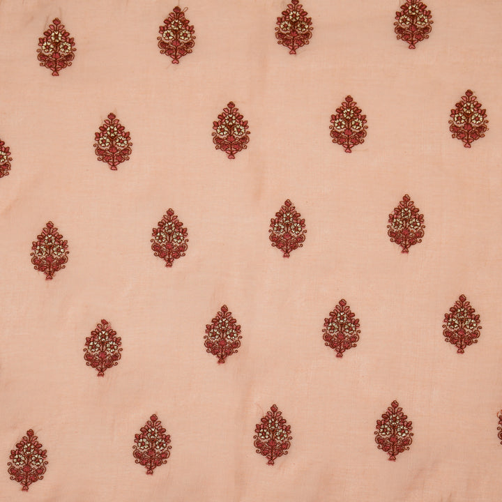 Lavika Buti on Gajari Cotton Silk Embroidered Fabric