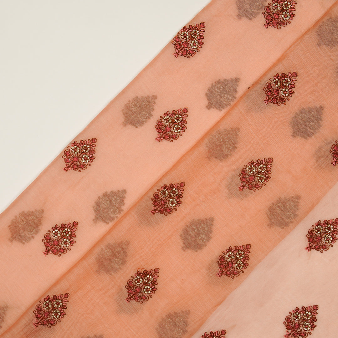 Lavika Buti on Gajari Cotton Silk Embroidered Fabric