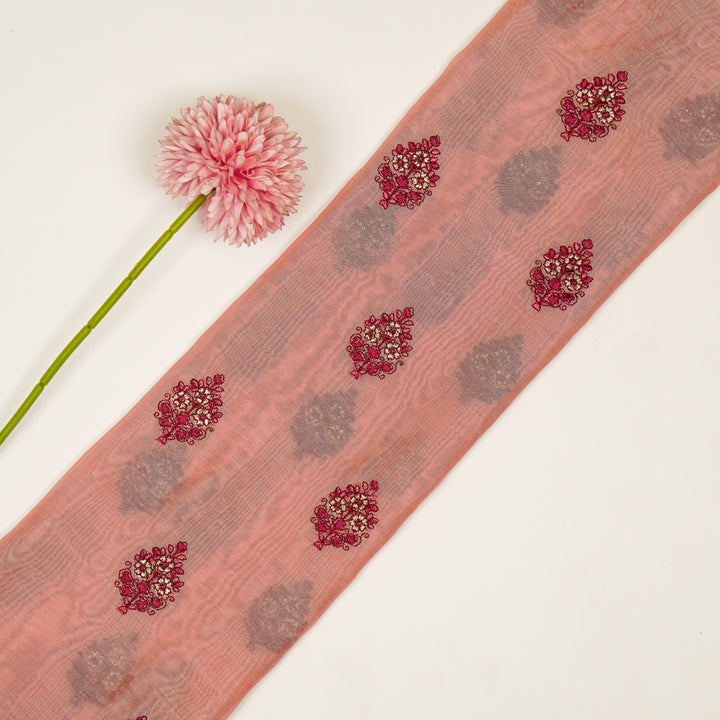 Lavika Buti on Gajari Cotton Silk Embroidered Fabric