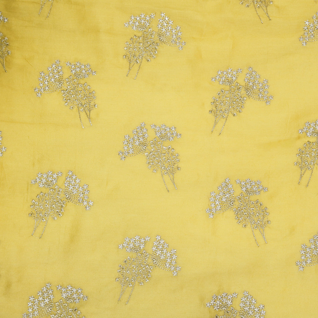 Baheera Buta on Gold Silk Chanderi Embroidered Fabric