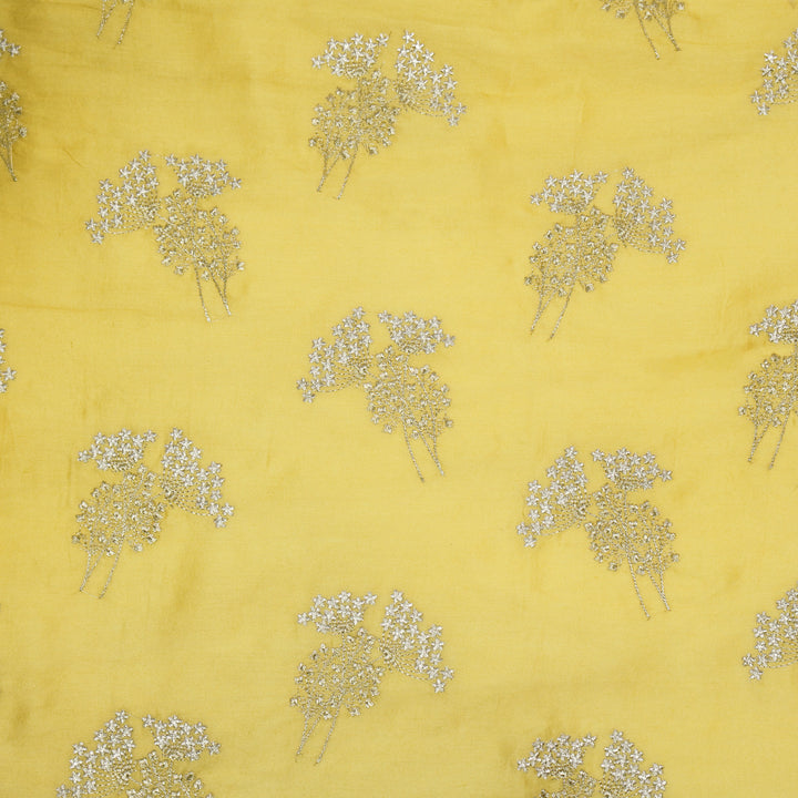 Baheera Buta on Gold Silk Chanderi Embroidered Fabric