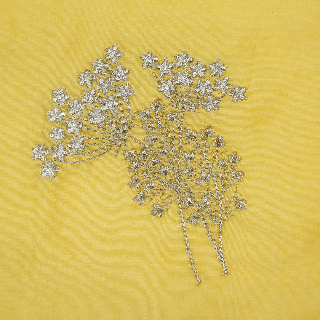 Baheera Buta on Gold Silk Chanderi Embroidered Fabric