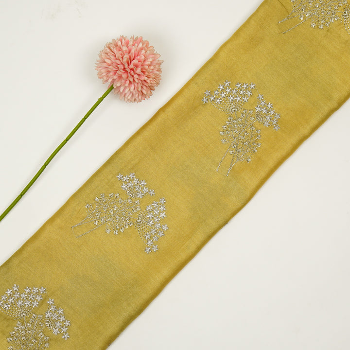 Baheera Buta on Gold Silk Chanderi Embroidered Fabric