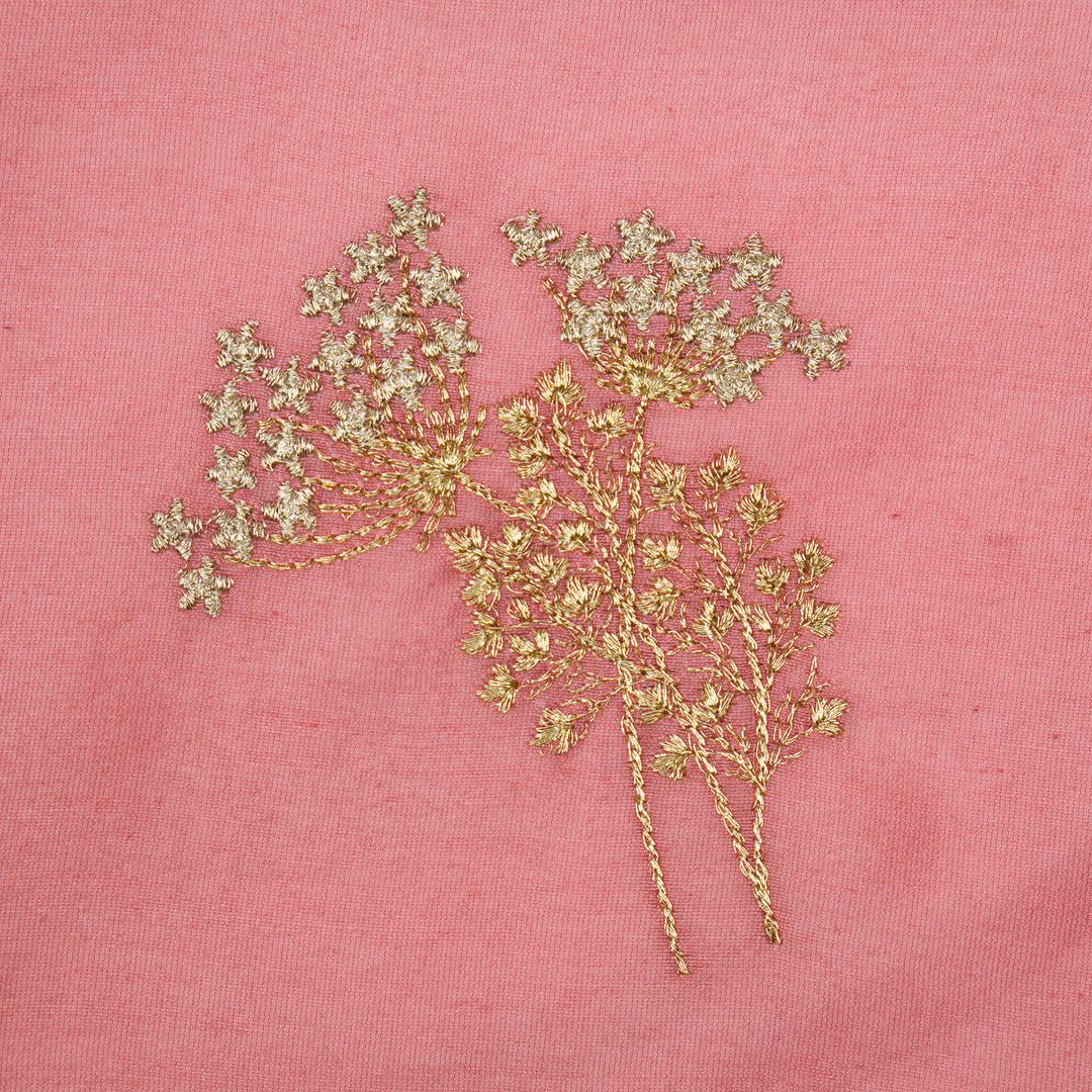 Baheera Buta on Deep/Pink Silk Chanderi Embroidered Fabric