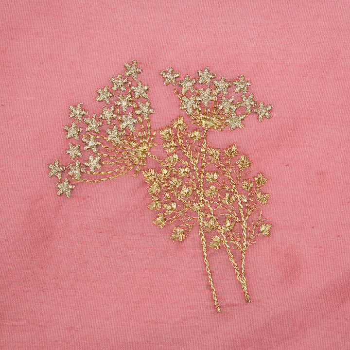 Baheera Buta on Deep/Pink Silk Chanderi Embroidered Fabric