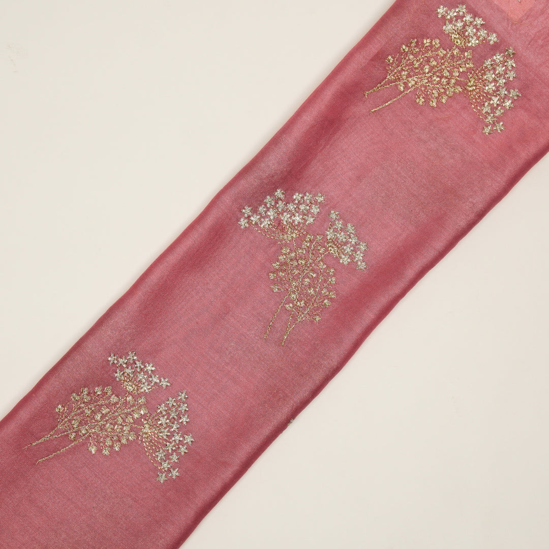 Baheera Buta on Deep/Pink Silk Chanderi Embroidered Fabric