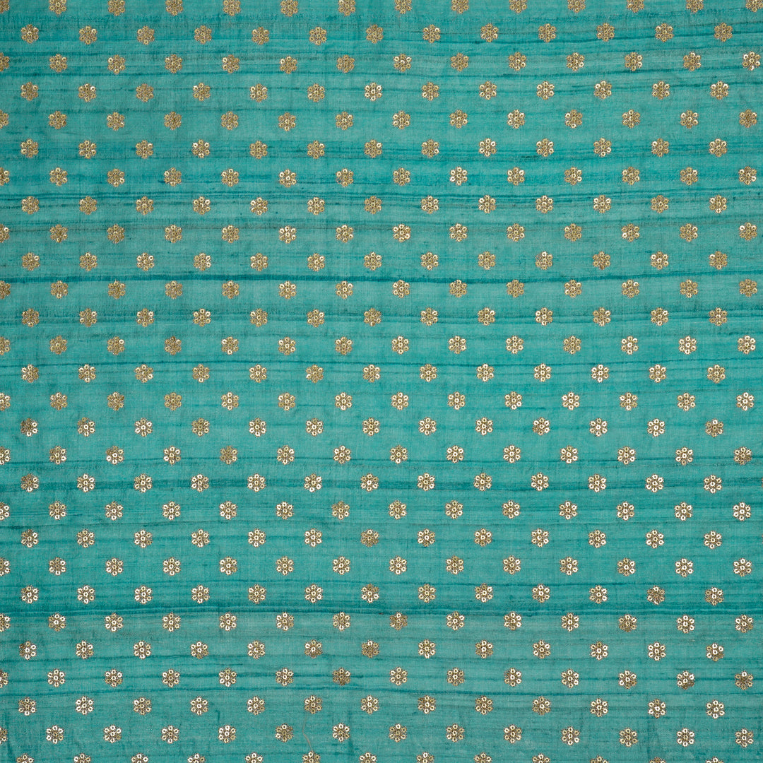 Rati Buti on Powder Blue Tussar Silk Embroidered Fabric