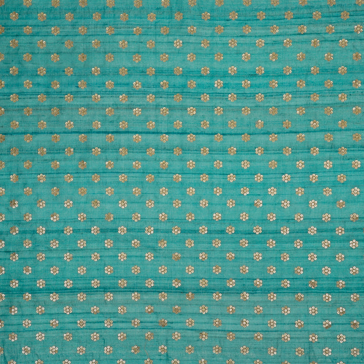 Rati Buti on Powder Blue Tussar Silk Embroidered Fabric