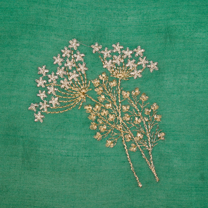 Baheera Buta on Teal/Green Silk Chanderi Embroidered Fabric