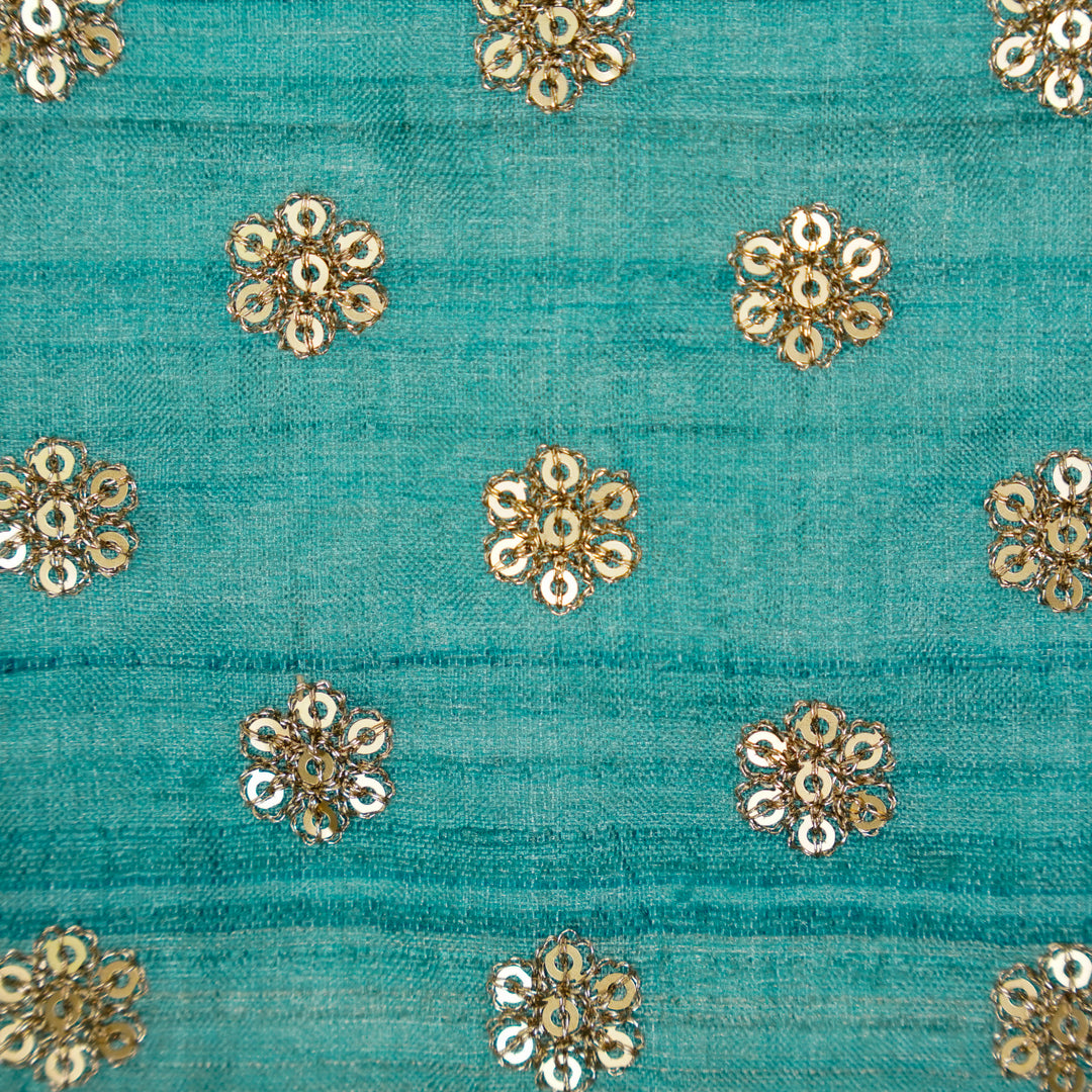 Rati Buti on Powder Blue Tussar Silk Embroidered Fabric