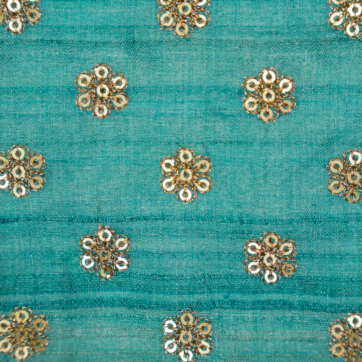 Rati Buti on Powder Blue Tussar Silk Embroidered Fabric