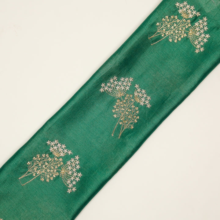 Baheera Buta on Teal/Green Silk Chanderi Embroidered Fabric