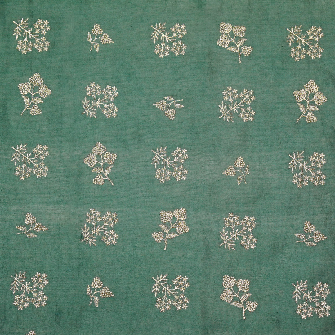 Lubna Buta Buti Mixture on Deep/Teal Silk Chanderi Embroidered Fabric