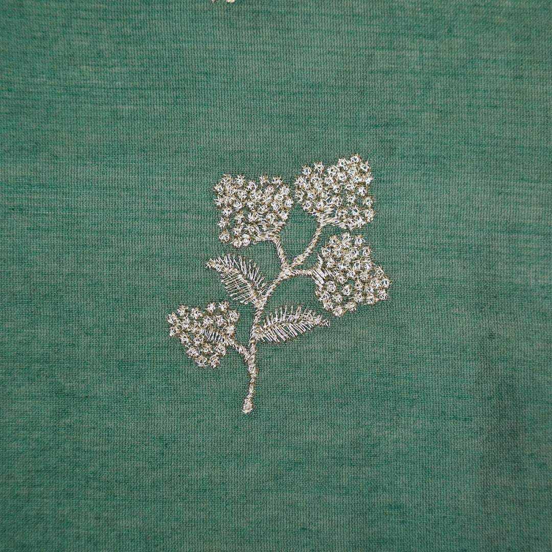 Lubna Buta Buti Mixture on Deep/Teal Silk Chanderi Embroidered Fabric