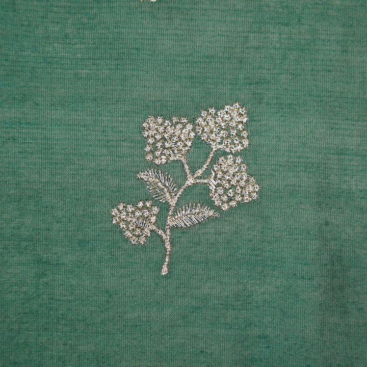 Lubna Buta Buti Mixture on Deep/Teal Silk Chanderi Embroidered Fabric