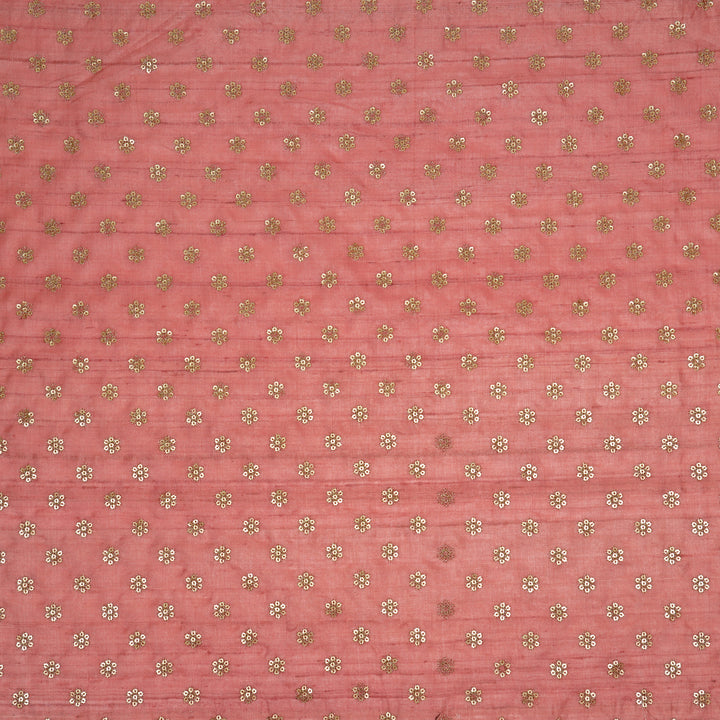 Rati Buti on Dusky Pink Tussar Silk Embroidered Fabric