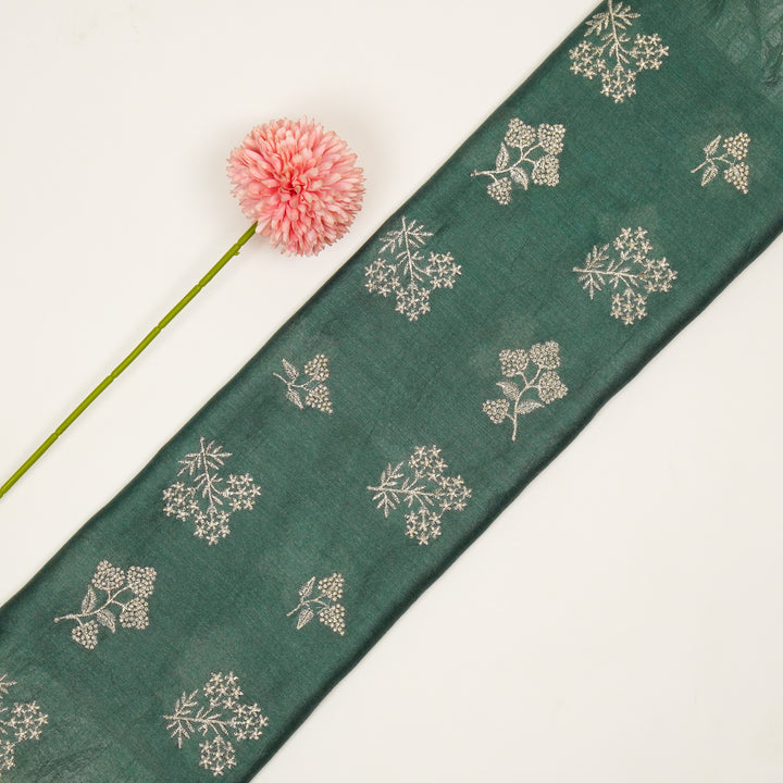 Lubna Buta Buti Mixture on Deep/Teal Silk Chanderi Embroidered Fabric