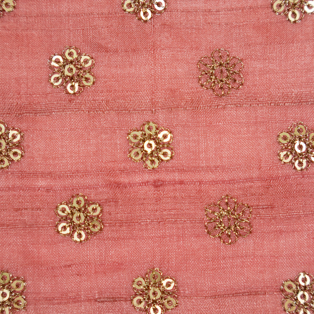 Rati Buti on Dusky Pink Tussar Silk Embroidered Fabric