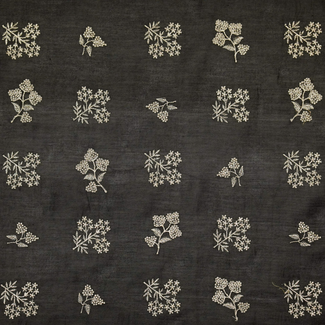 Lubna Buta Buti Mixture on Charcoal Silk Chanderi Embroidered Fabric