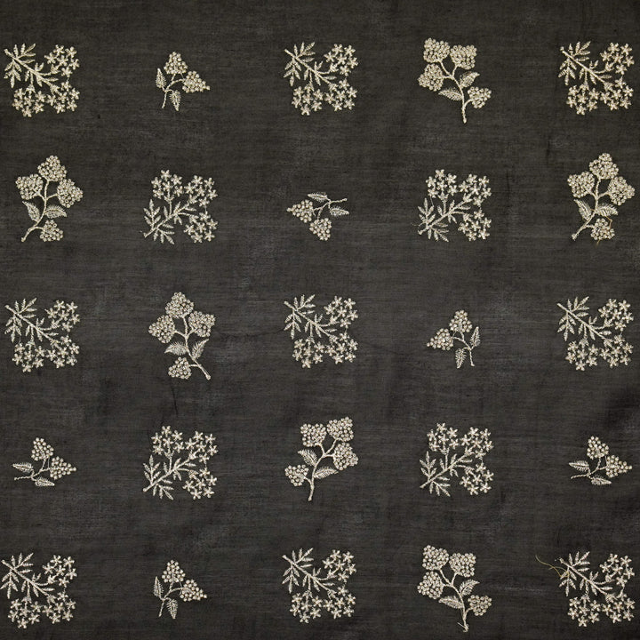 Lubna Buta Buti Mixture on Charcoal Silk Chanderi Embroidered Fabric