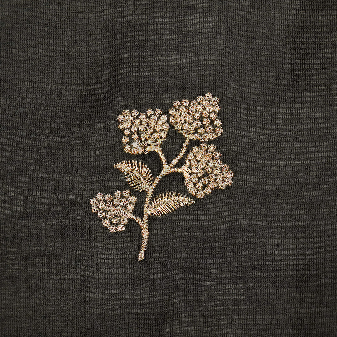 Lubna Buta Buti Mixture on Charcoal Silk Chanderi Embroidered Fabric