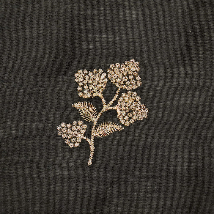 Lubna Buta Buti Mixture on Charcoal Silk Chanderi Embroidered Fabric