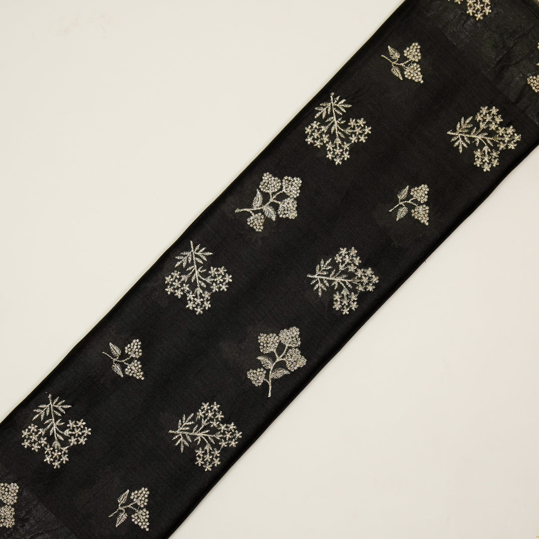 Lubna Buta Buti Mixture on Charcoal Silk Chanderi Embroidered Fabric