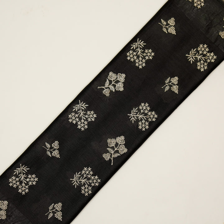 Lubna Buta Buti Mixture on Charcoal Silk Chanderi Embroidered Fabric