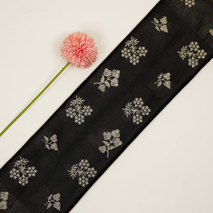 Lubna Buta Buti Mixture on Charcoal Silk Chanderi Embroidered Fabric