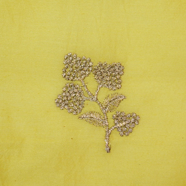 Lubna Buta Buti Mixture on Lemon Silk Chanderi Embroidered Fabric